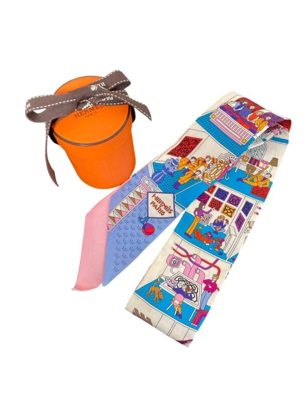 Hermes La Maison Des Carres Des Carre Silk Twill Scarf White